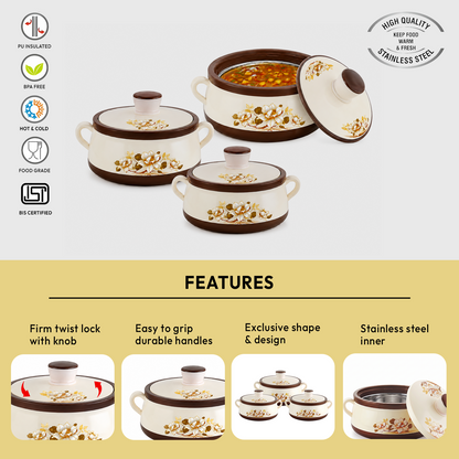Nakoda AMBER SET PLAIN - 1000/1500/2000 | Insulated Casserole Set