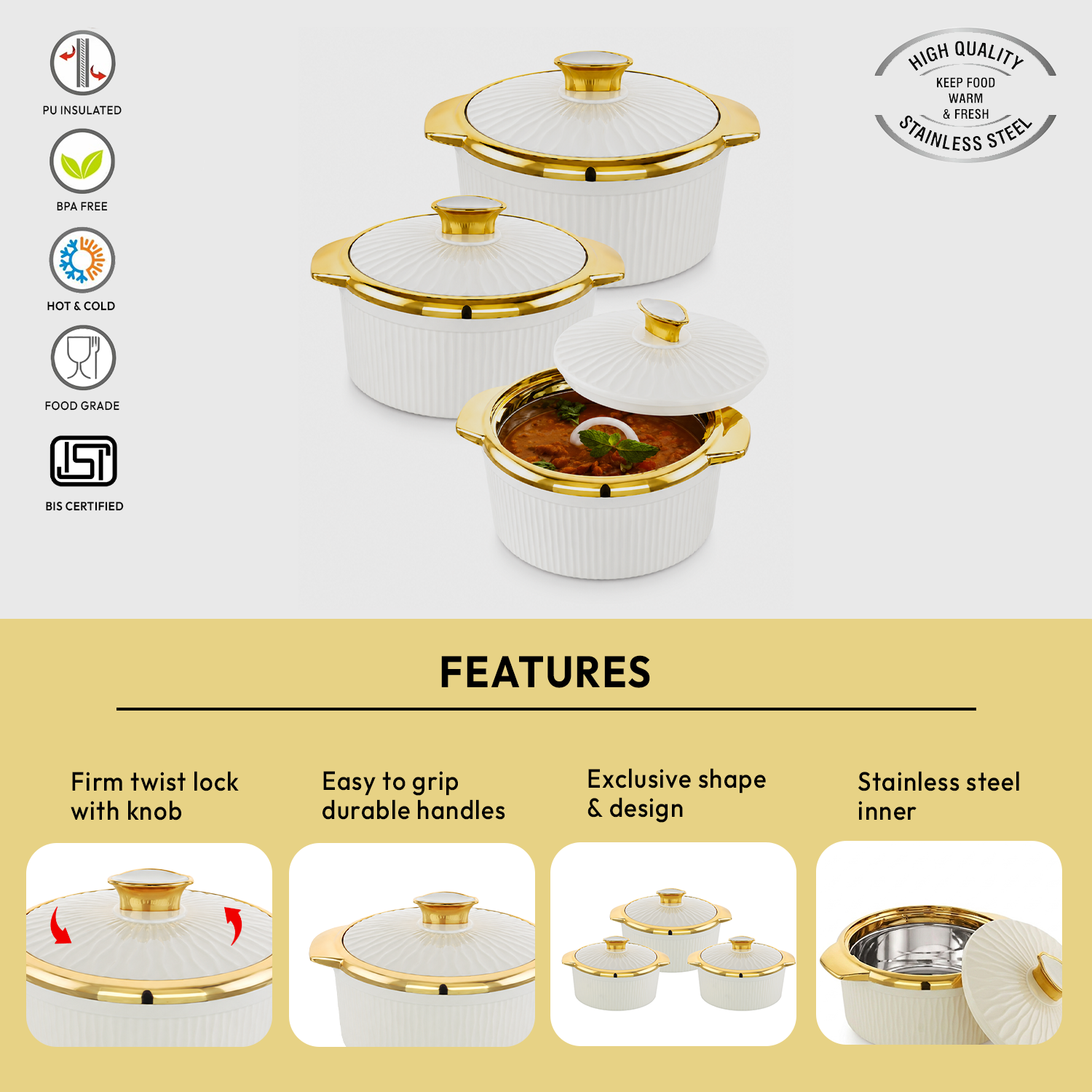 Nakoda STELLA SET DLX - 500/1000/1500 | Insulated Casserole Set