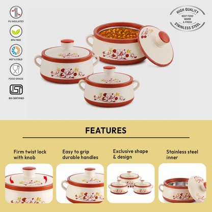 Nakoda AMBER SET PLAIN - 1000/1500/2000 | Insulated Casserole Set