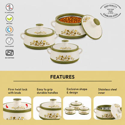Nakoda AMBER SET PLAIN - 1000/1500/2000 | Insulated Casserole Set