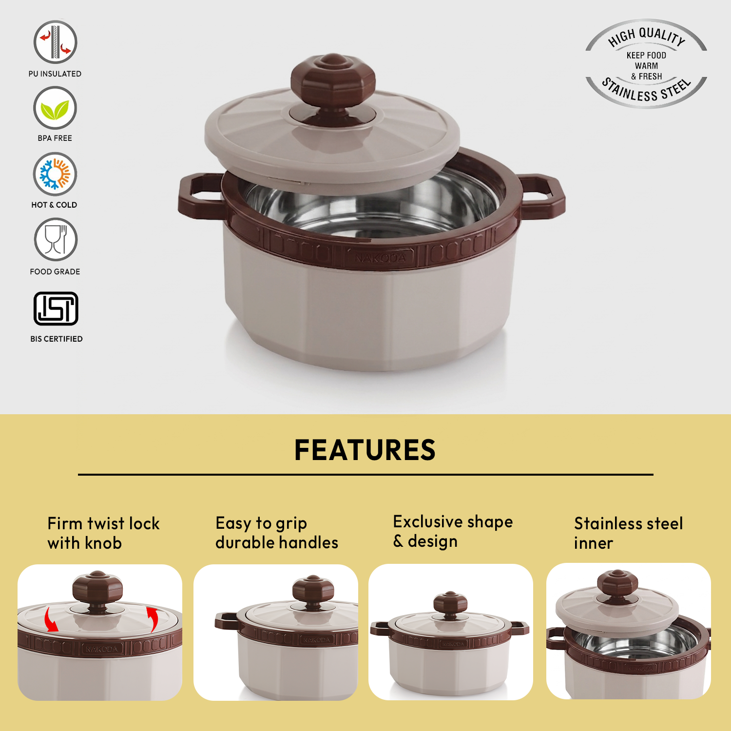 Nakoda IMPERIA PLAIN 2000 Insulated Casserole