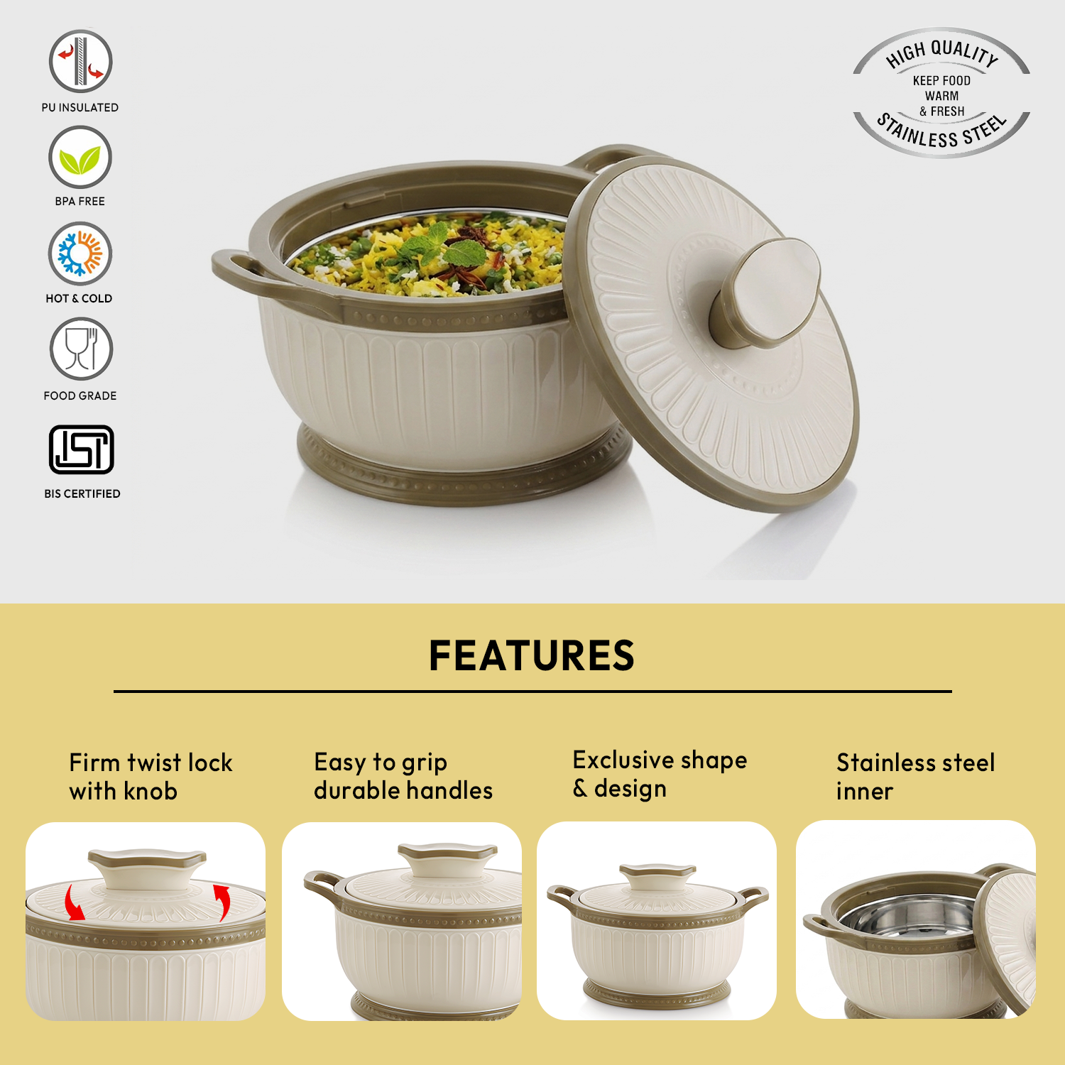 Nakoda ROSETTE PLAIN 1500 Insulated Casserole
