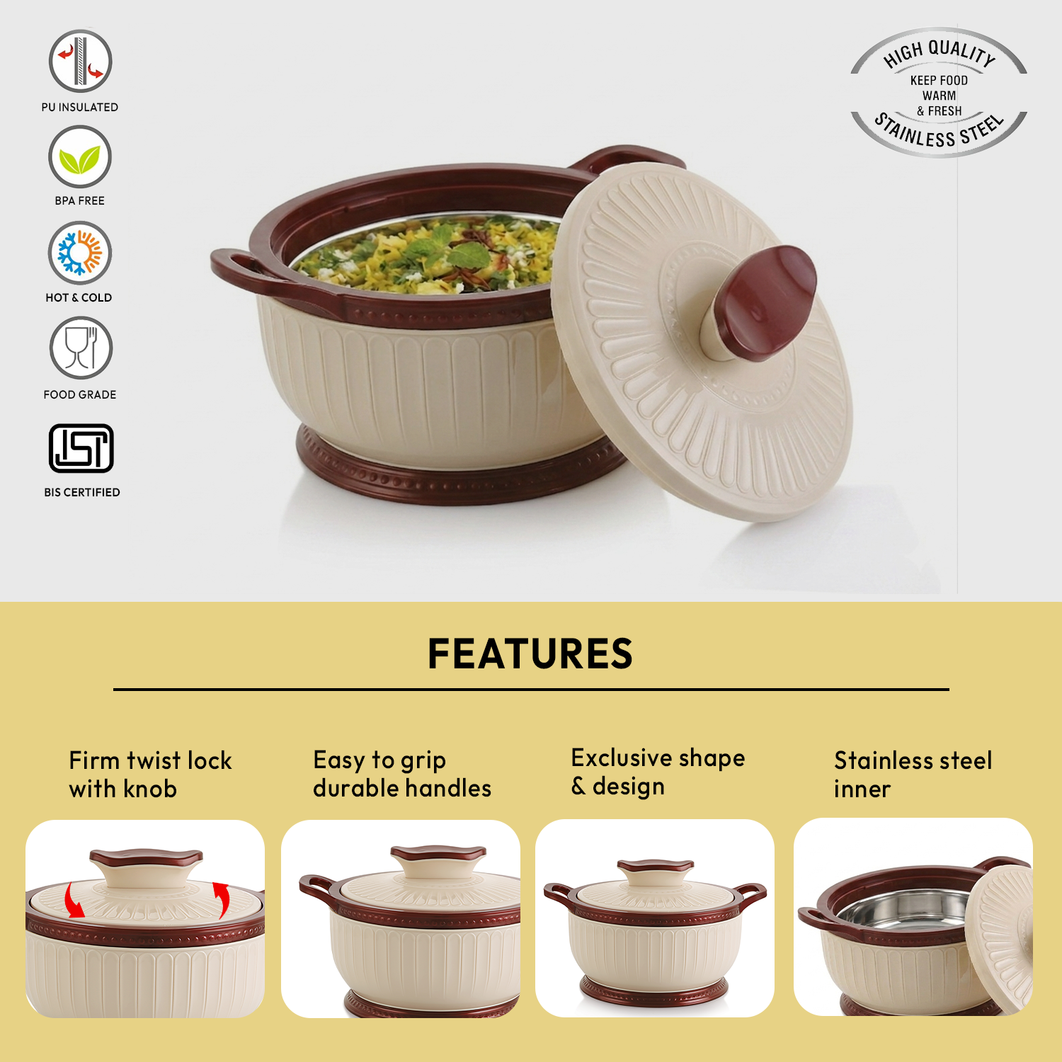 Nakoda ROSETTE PLAIN 1500 Insulated Casserole