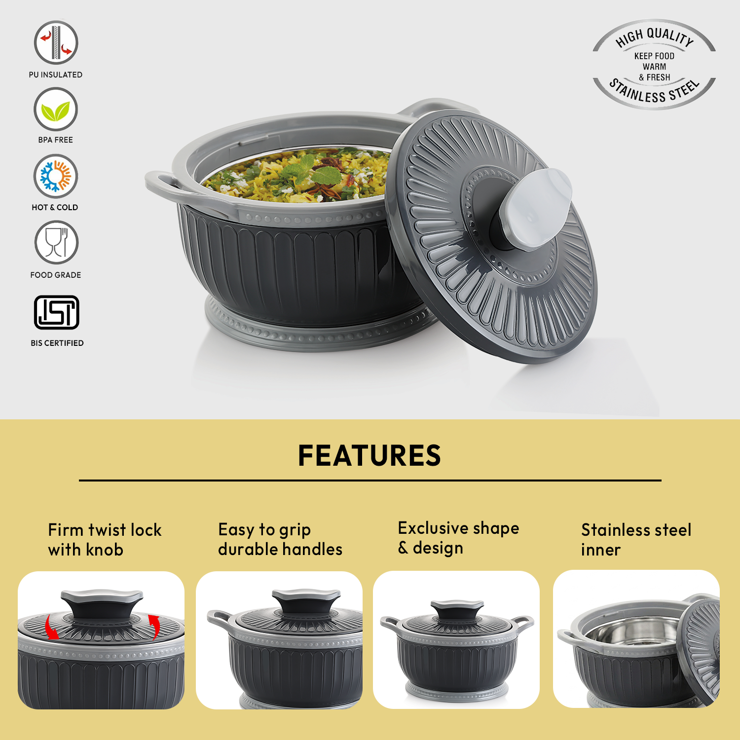 Nakoda ROSETTE PLAIN 1500 Insulated Casserole