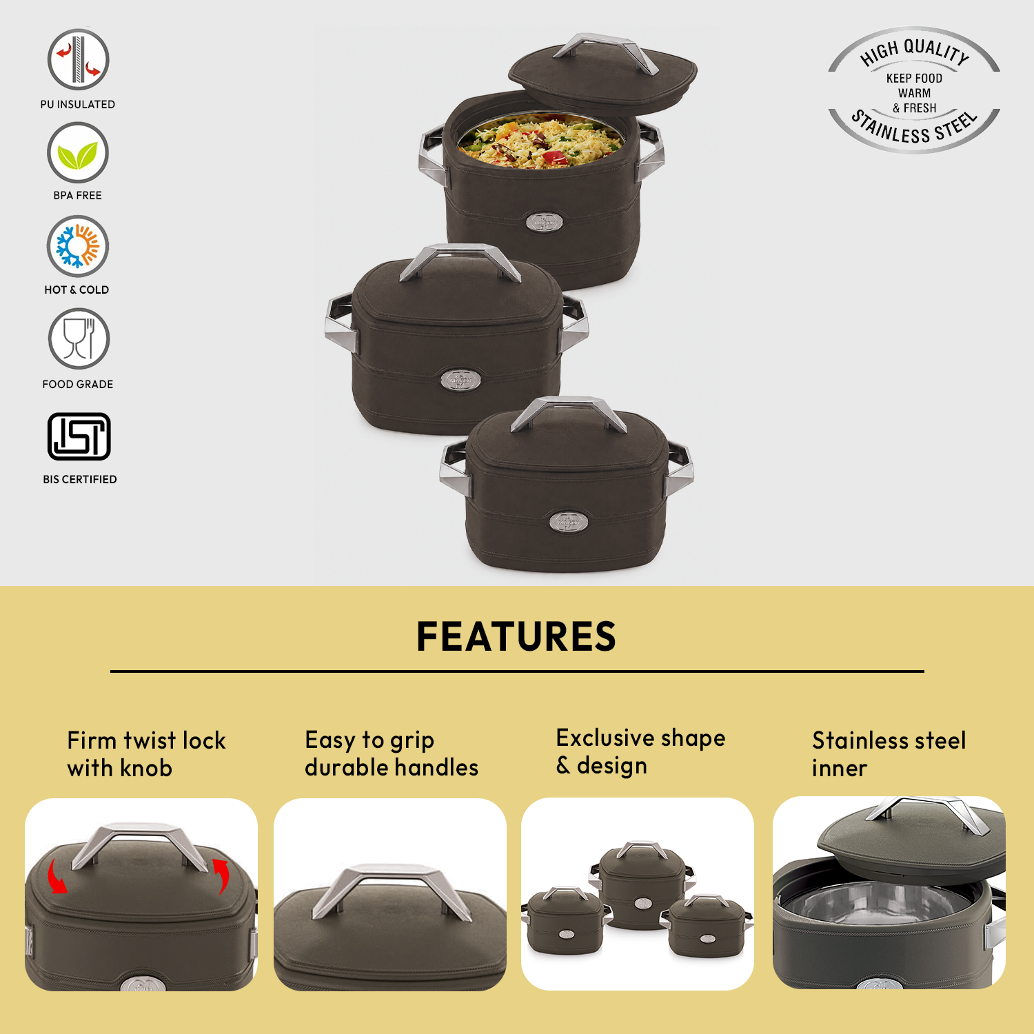 Nakoda MATRIX SET DLX - 1500/2000/2500 | Insulated Casserole Set