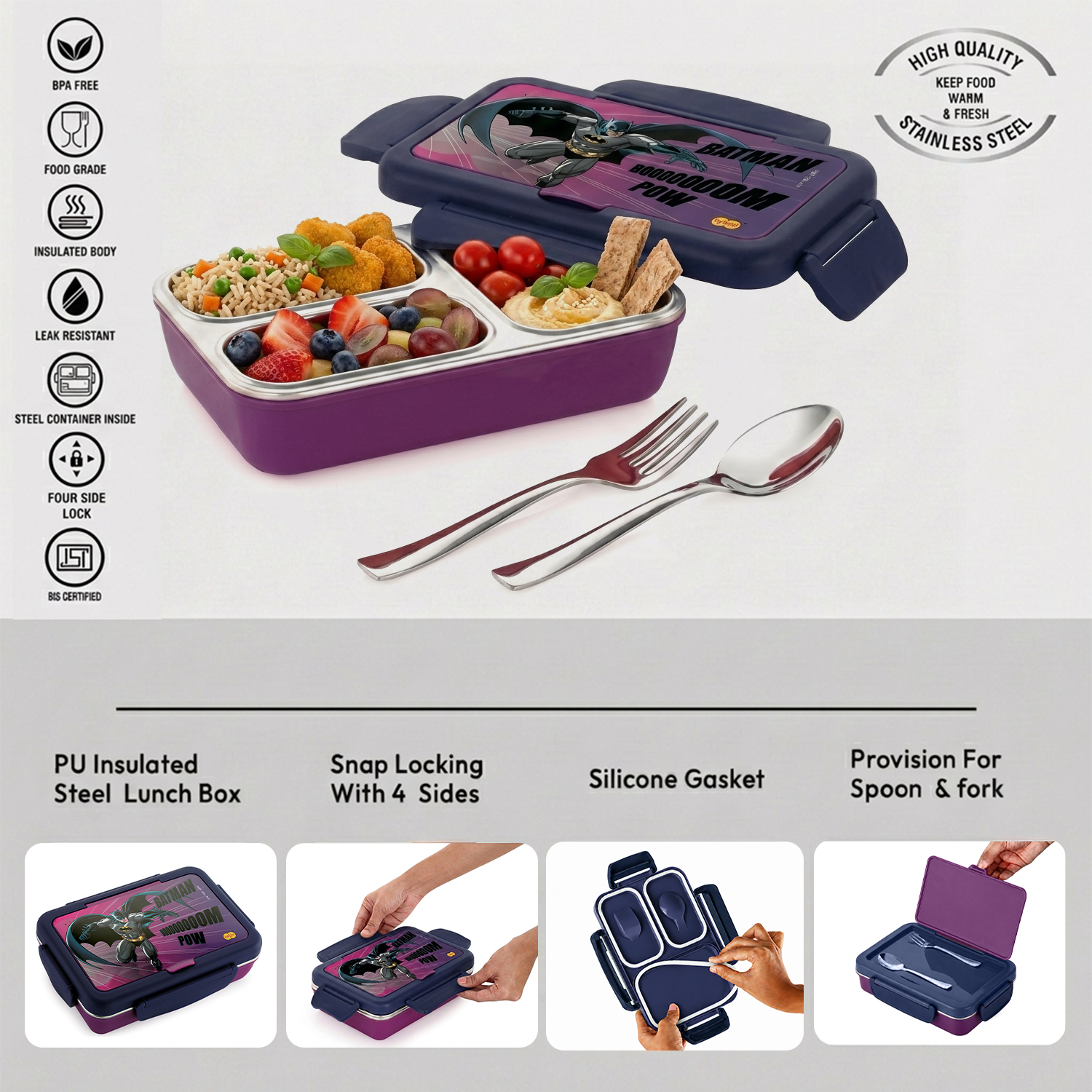 Nakoda NIOS PRINTED BIG | 3 Partition | School Tiffin Box