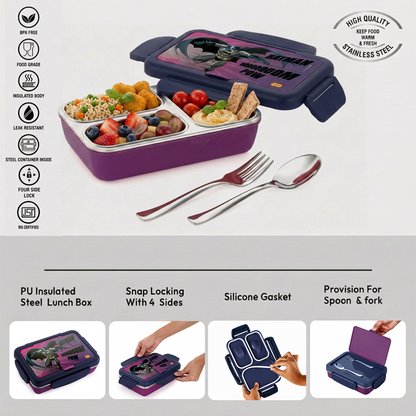 Nakoda NIOS PRINTED BIG | 3 Partition | School Tiffin Box