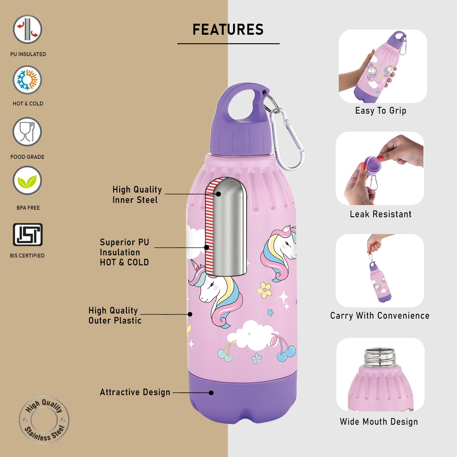 Nakoda Gili 400 Insulated Water Bottle, 430ml