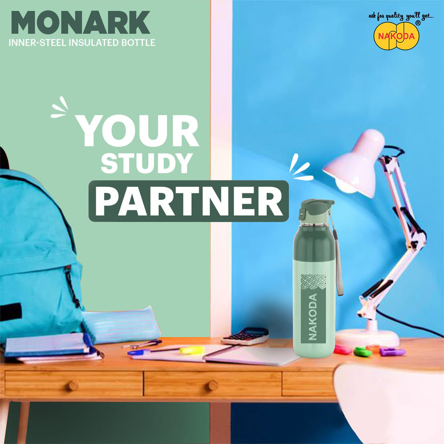 Nakoda Monark 600 Insulated Water Bottle, 540ml