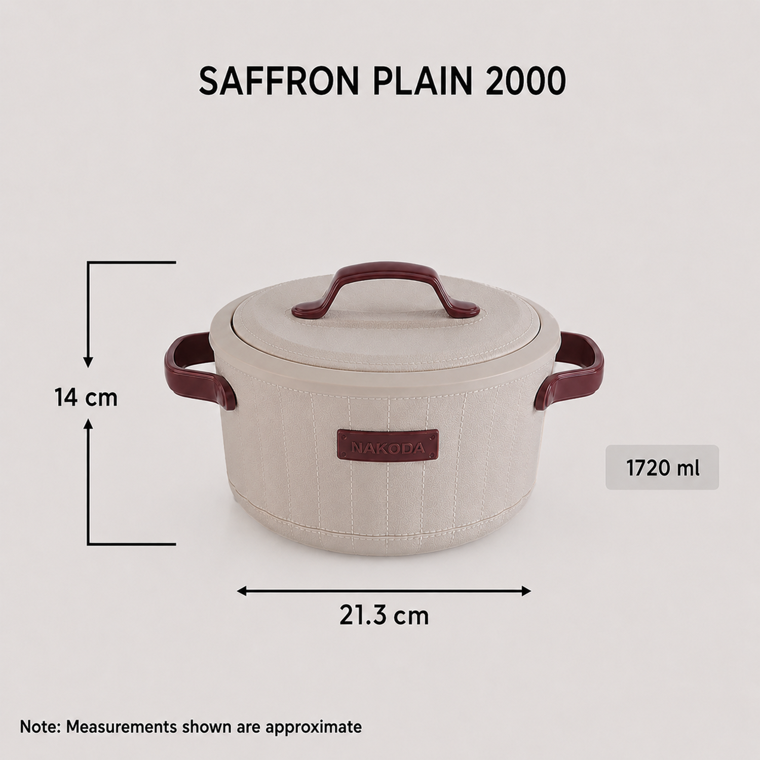 Nakoda SAFFRON PLAIN 2000 Insulated Casserole