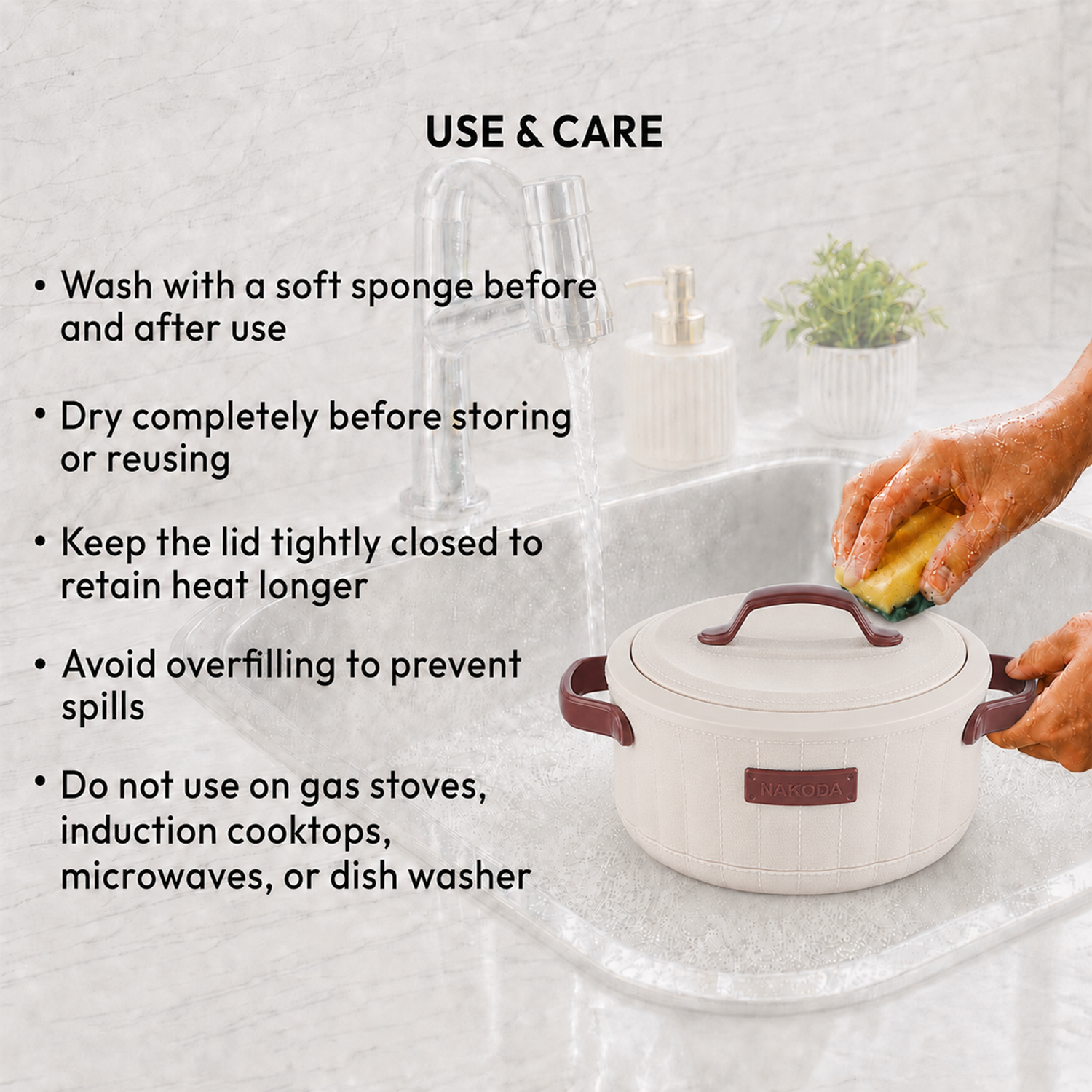 Nakoda SAFFRON PLAIN 1500 Insulated Casserole
