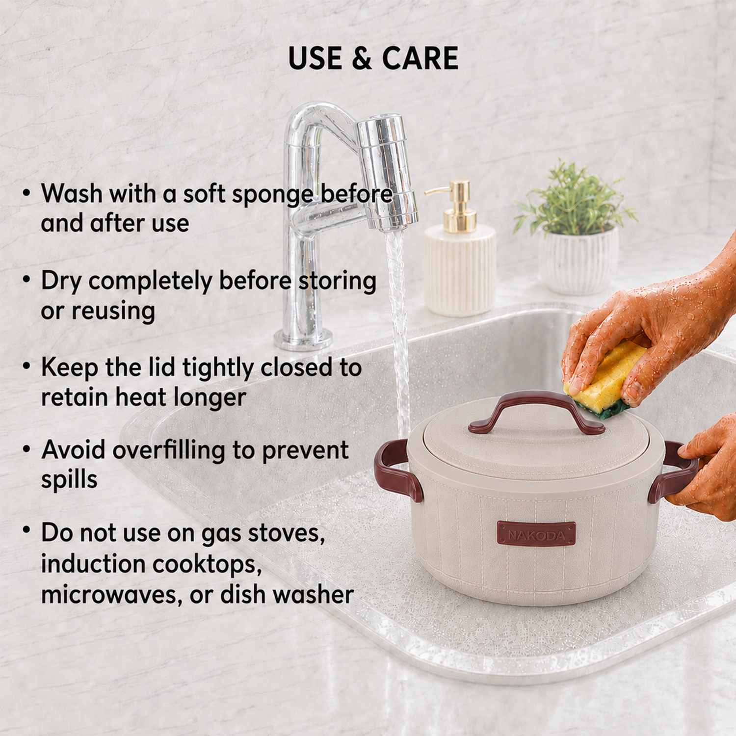 Nakoda SAFFRON PLAIN 2000 Insulated Casserole