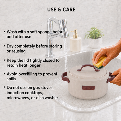 Nakoda SAFFRON PLAIN 2000 Insulated Casserole