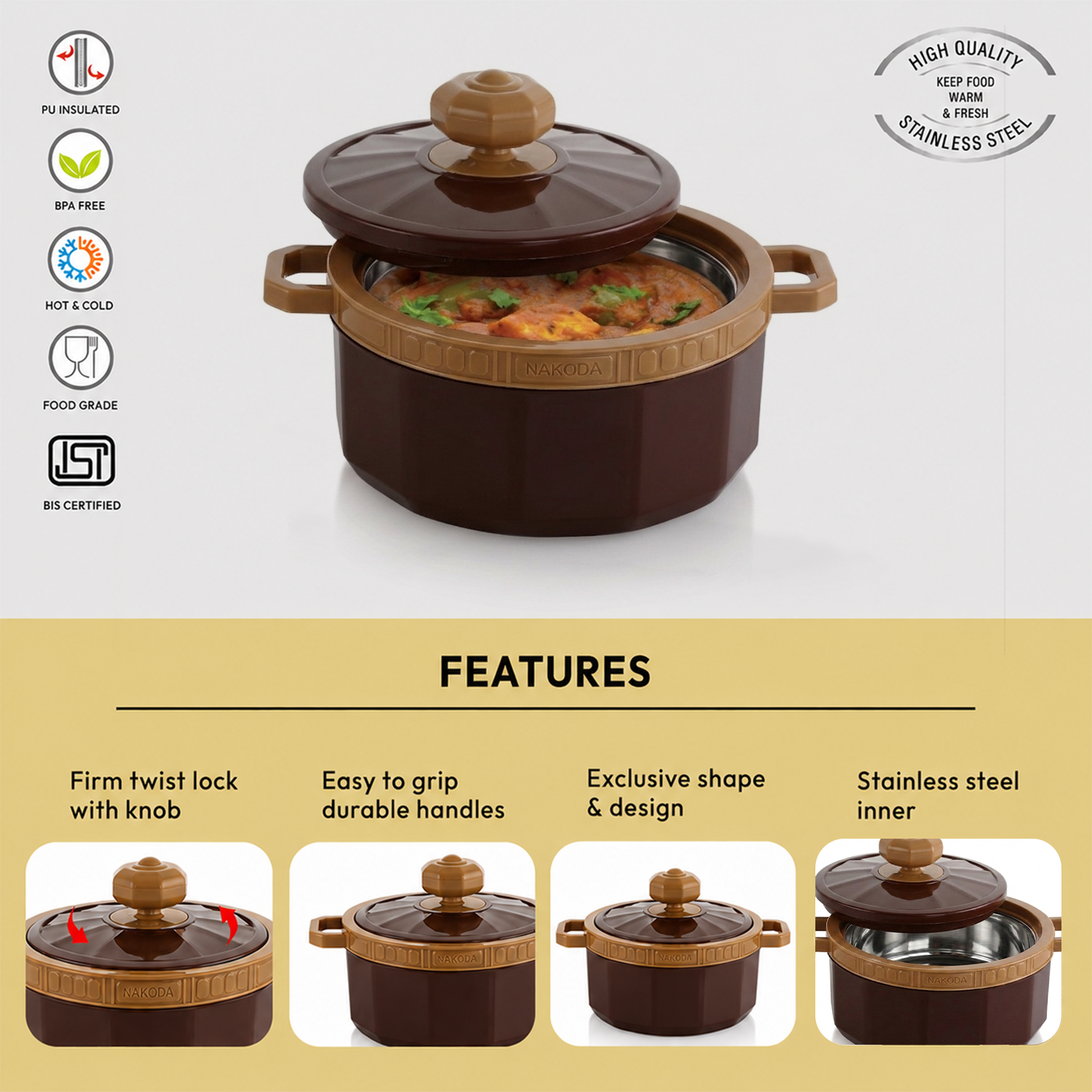 Nakoda IMPERIA PLAIN 2000 Insulated Casserole