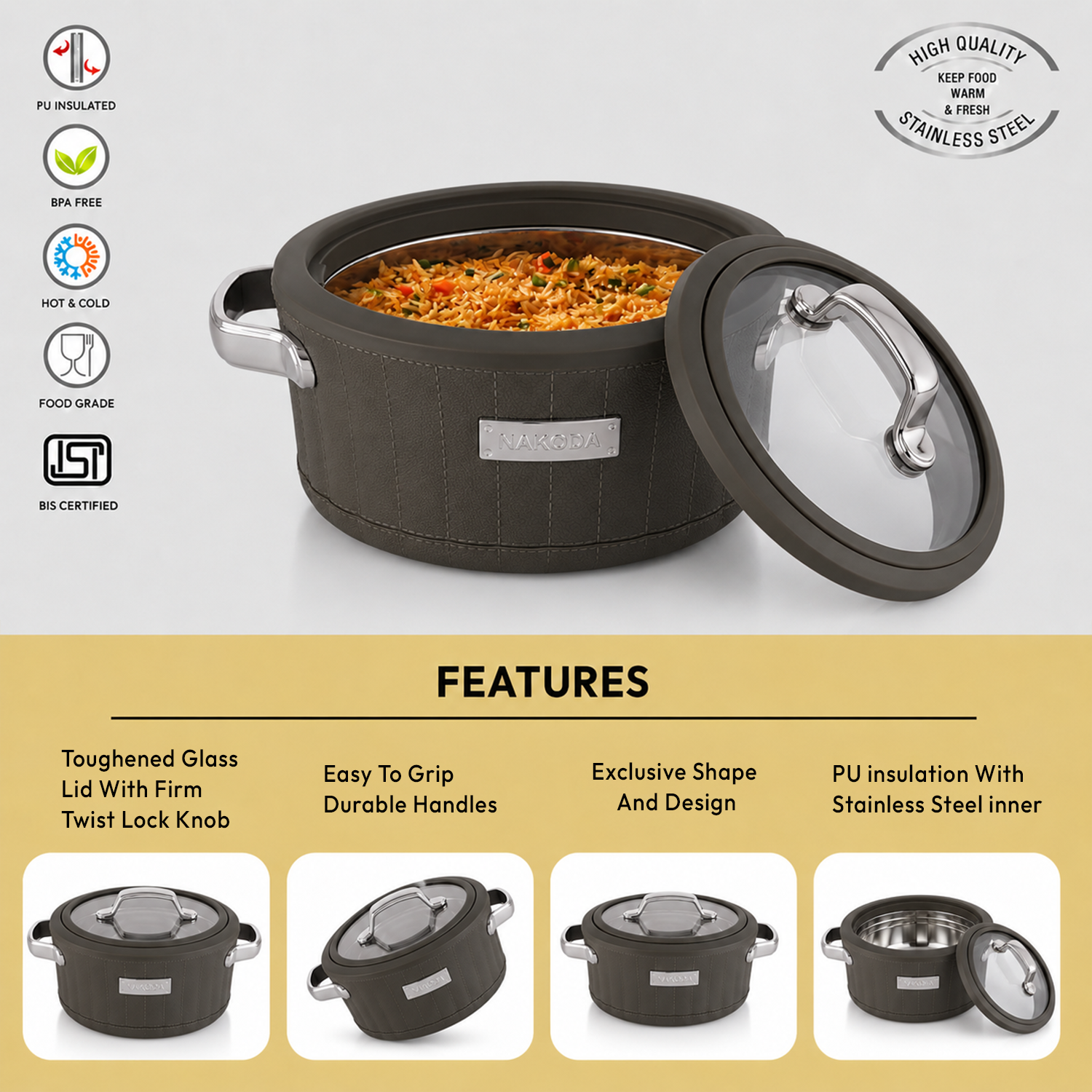 Nakoda SAFFRON DLX 1500 Insulated Casserole