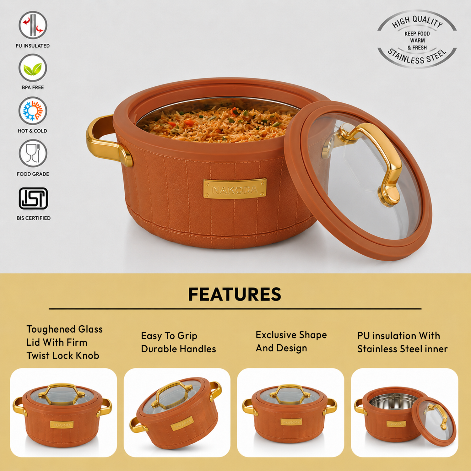 Nakoda SAFFRON DLX 1500 Insulated Casserole